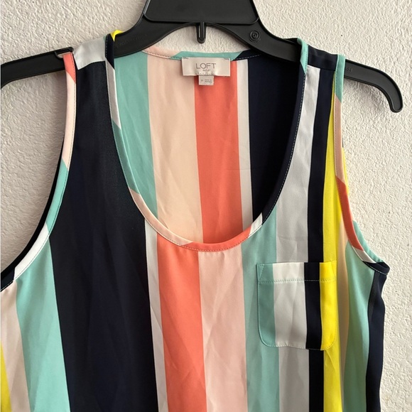 💥LOFT Multicolor Stripes Sleeveless Tank Top M - Picture 5 of 10